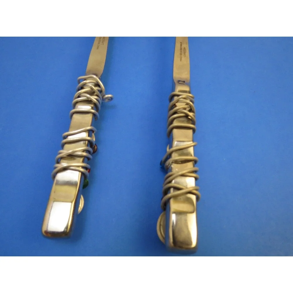 Adcraft Boho Artsy Salad Spoon and Fork Set Beaded Metal Wire Wrapped